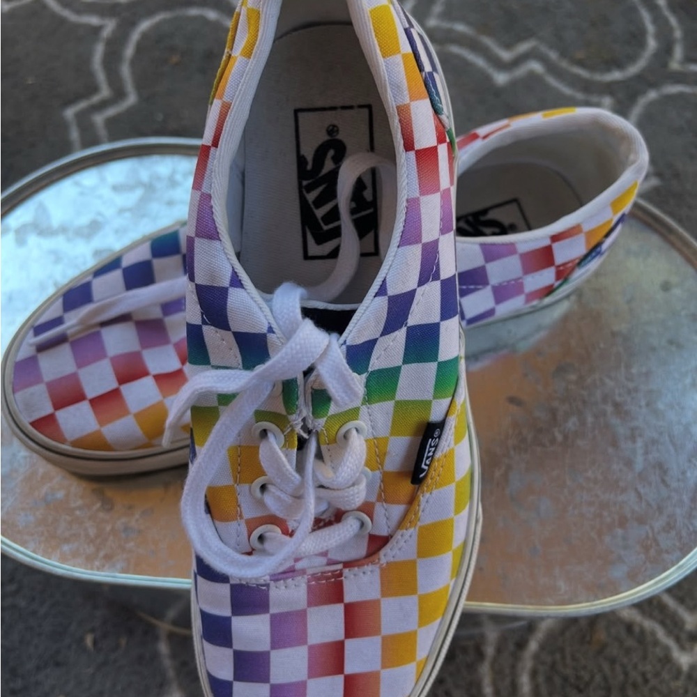 Vans Kids Rainbow Checkered Shoes